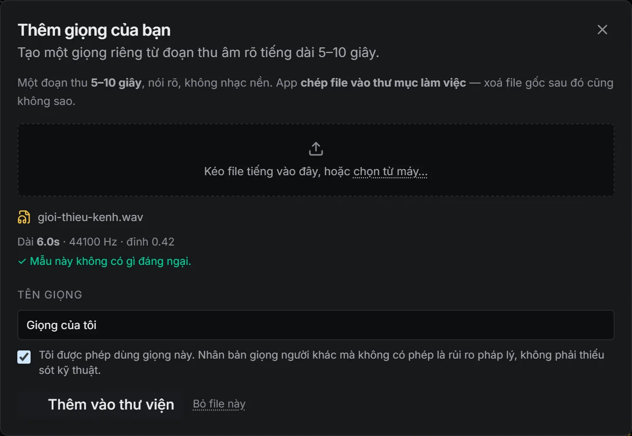Hộp Thêm giọng của bạn